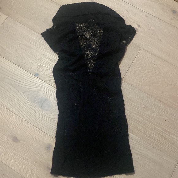 Crochet knit Shaw collar tunic sweater - Picture 2 of 4